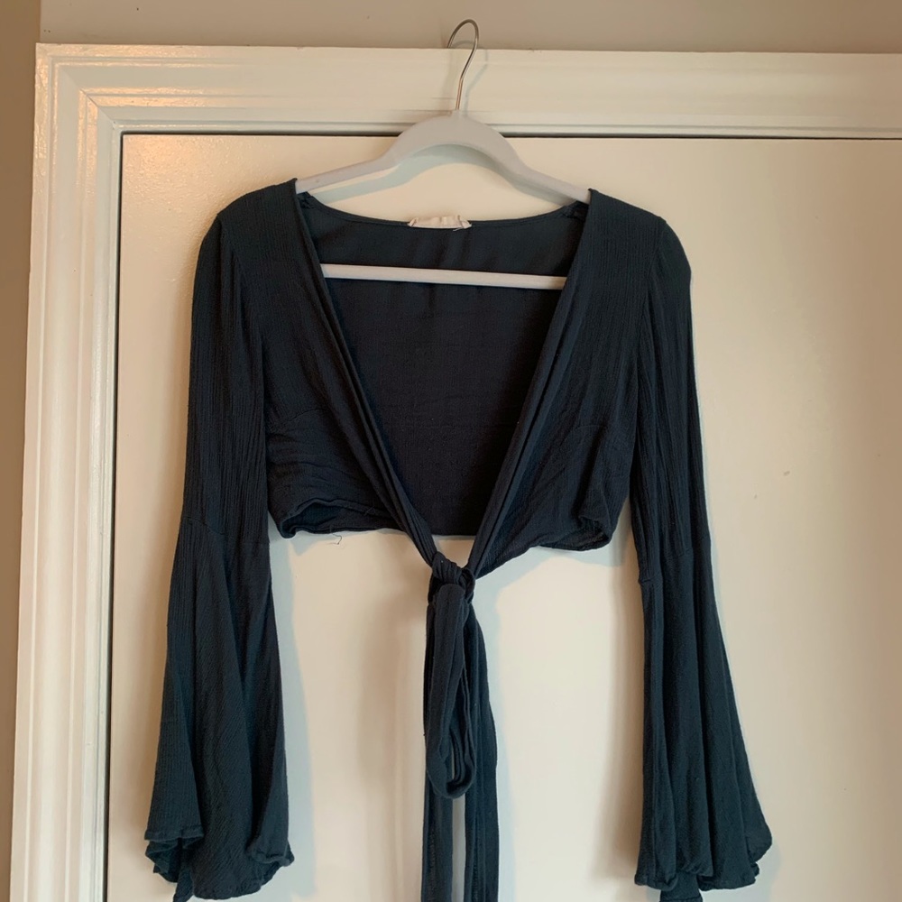 Tie Front Green Top